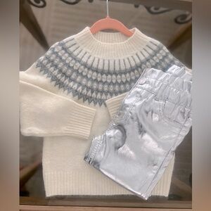 Fair isle sweater and metallic tags